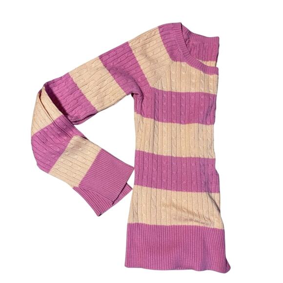 Vintage Aeropostale Striped Cable‎ Knit Sweater Pink Beige Size Large - Picture 2 of 5